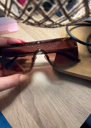 Parlak Kahverengi Şeffaf Kadın Güneş Gözlüğü - Görsel 7