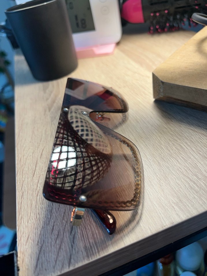 Parlak Kahverengi Şeffaf Kadın Güneş Gözlüğü - Görsel 2