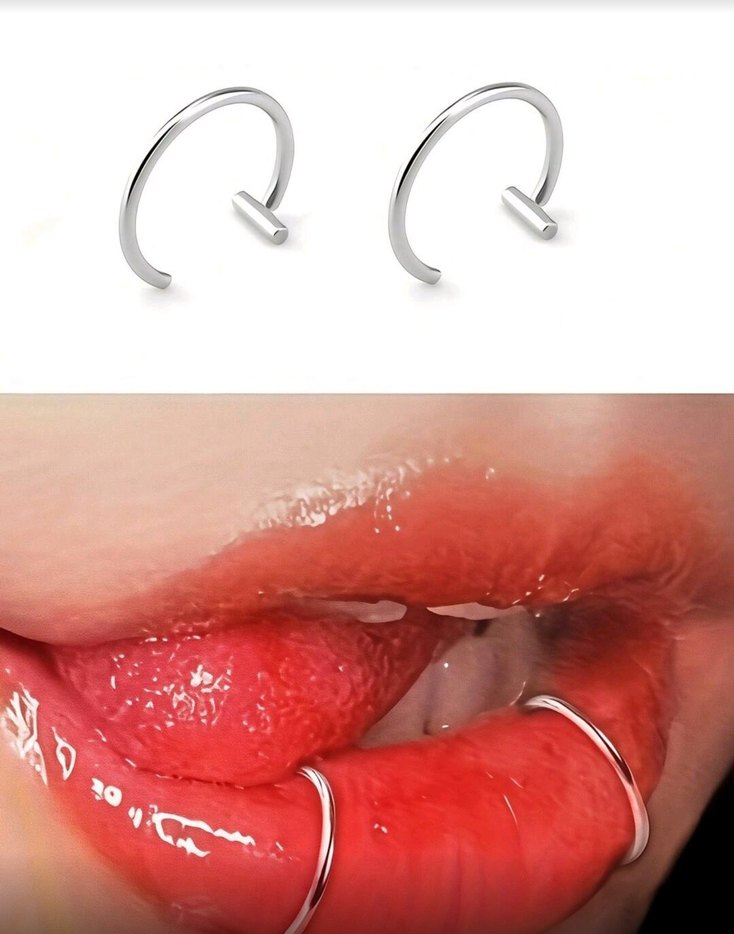 Çelik Renk Fake piercing - Görsel 2