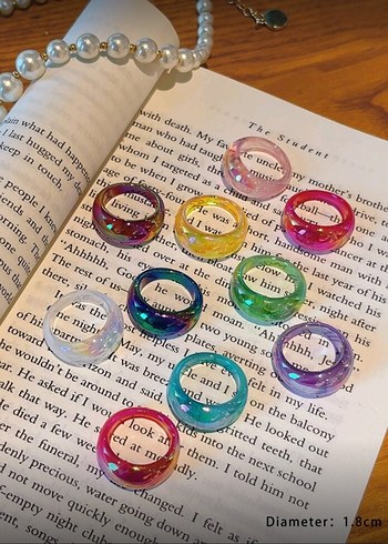 10'lu Parlak Çok Renkli Bohem Kadın Yüzük Seti - Görsel 3