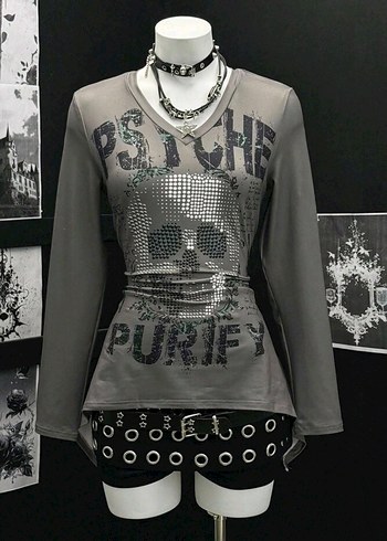 Y2k Gotik Uzun Kollu Üst - Görsel 2