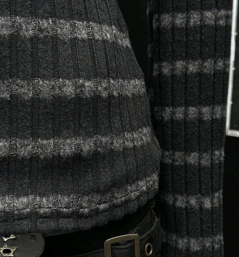 Siyah Çizgili Gotik Kadın Bluz - Görsel 5