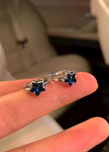 Mavi Parlak Yıldız Küpe - Görsel 2