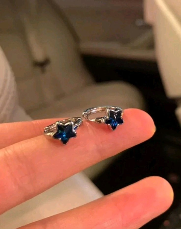 Mavi Parlak Yıldız Küpe - Görsel 2