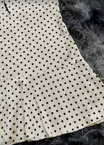 Dantel Detaylı Puantiye Straplez Elbise - Görsel 3