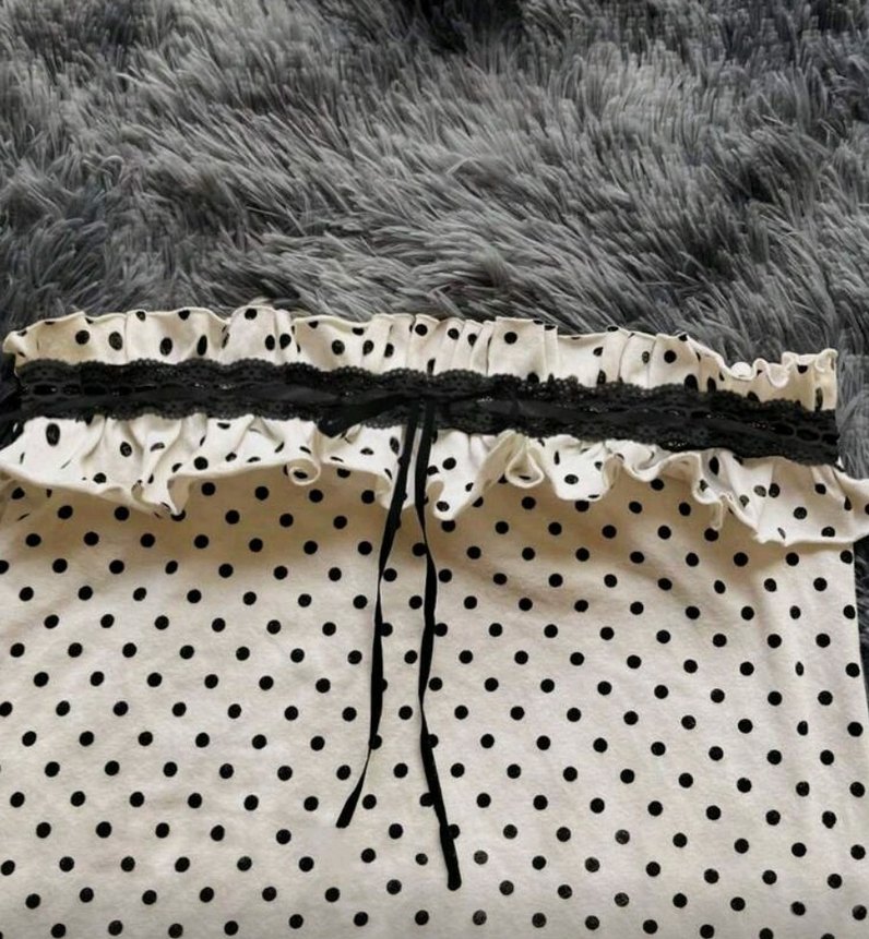 Dantel Detaylı Puantiye Straplez Elbise - Görsel 2