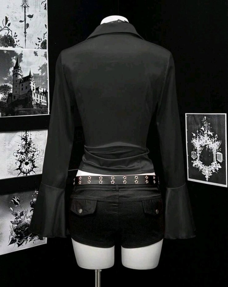 Y2k Siyah Gömlek - Görsel 2