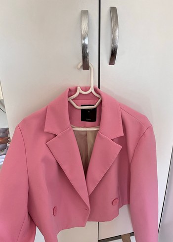 Quzu Pembe Mini Kadın Blazer Ceket