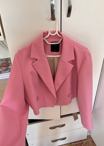 Pembe Mini Kadın Blazer Ceket