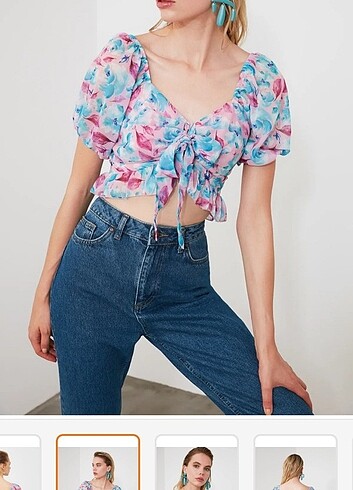 40 Beden Trendyol milla çiçekli crop