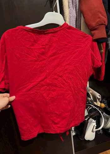 Kırmızı Baskılı Kısa Kollu Salaş Tişört - Görsel 3