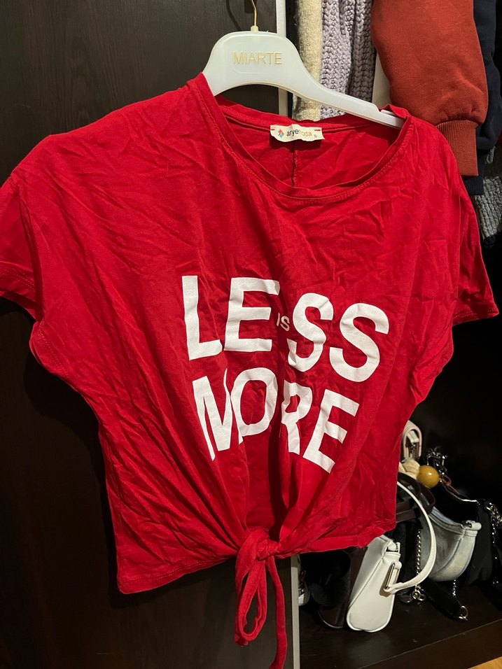 Kırmızı Baskılı Kısa Kollu Salaş Tişört - Görsel 2