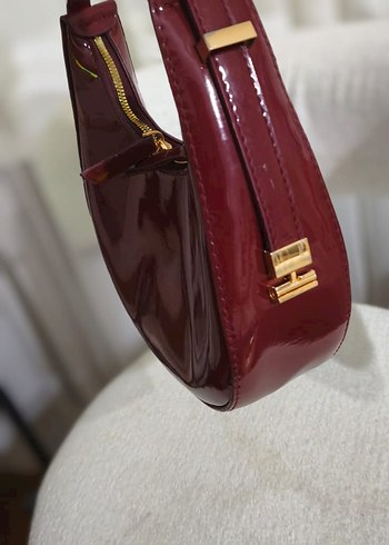 Zara Bordo Parlak Mini Canta