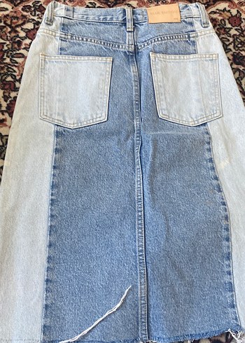 Mango Düğmeli Çok Renkli Batik Desenli Uzun Kot Pantolon