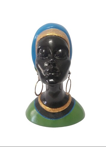 Afrikalı Kadın Mathilda Yeşil Renkli Biblo Modeli