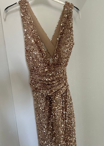 Doridorca marka 
 Altın Renkli Uzun Abiye Elbise - Görsel 4