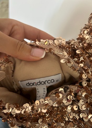 Doridorca marka 
 Altın Renkli Uzun Abiye Elbise - Görsel 6