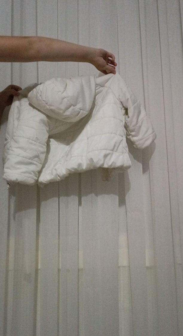 Beyaz Keten Fermuarlı Kadın Ceket - Görsel 2