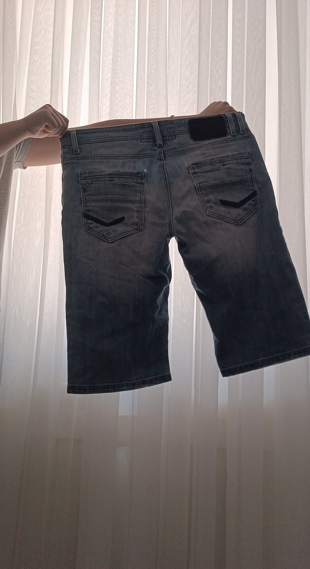 erkek mavi kot şort - Görsel 2