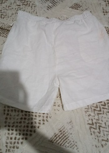 Beyaz Keten Rahat Kesim Erkek Şort - Görsel 2