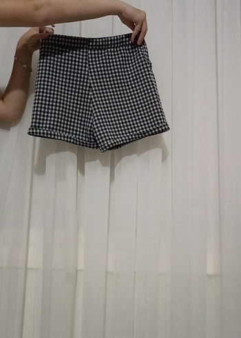 Gri Ekose Kadın Mini Şort - Görsel 2