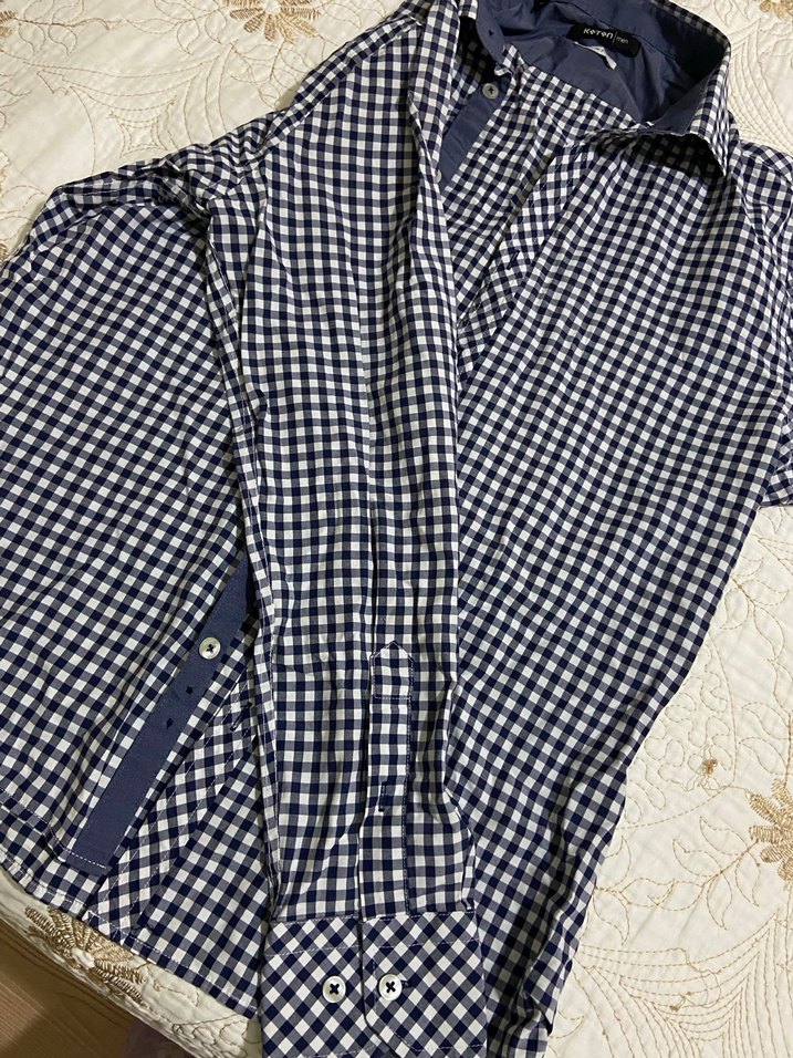 Erkek uzun  Kollu Kareli Pamuklu Gömlek Slim Fit - Görsel 3