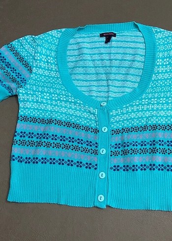 Turkuaz kısa hırka - Görsel 2