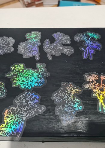 Hologram Çiçekli Sticker