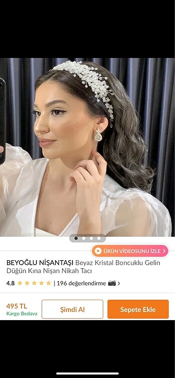 Kristal boncuklu gelin tacı