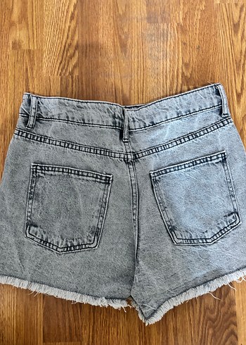 Gri Kadın Denim Mini Şort - Görsel 2