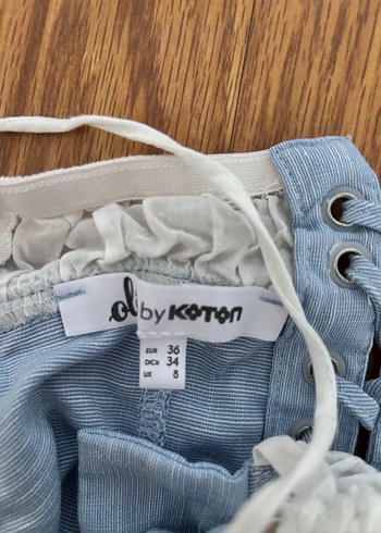 Düğmeli Mavi Denim Straplez Bustiyer - Görsel 3