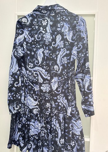 Desenli Mavi Bohem Uzun Kollu Elbise - Görsel 3