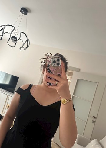 Siyah Uzun V Yaka Gotik Elbise - Görsel 3