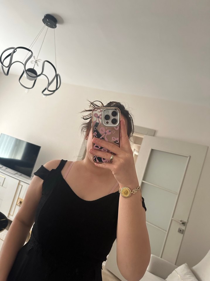 Siyah Uzun V Yaka Gotik Elbise - Görsel 3