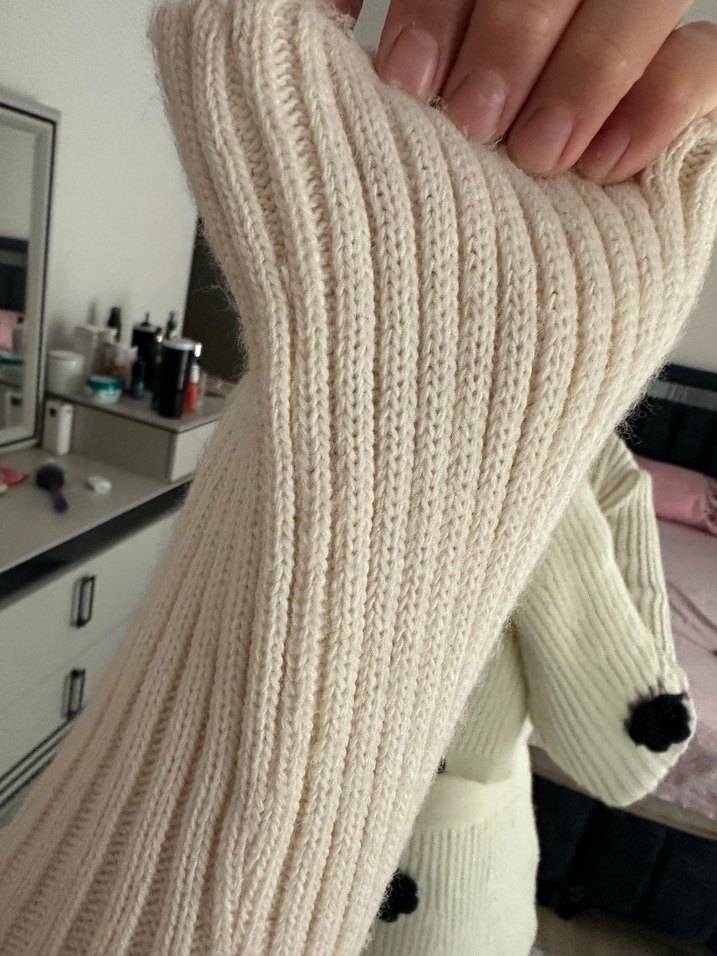 Düğmeli Beyaz Balıkçı Yaka Triko Elbise - Görsel 2