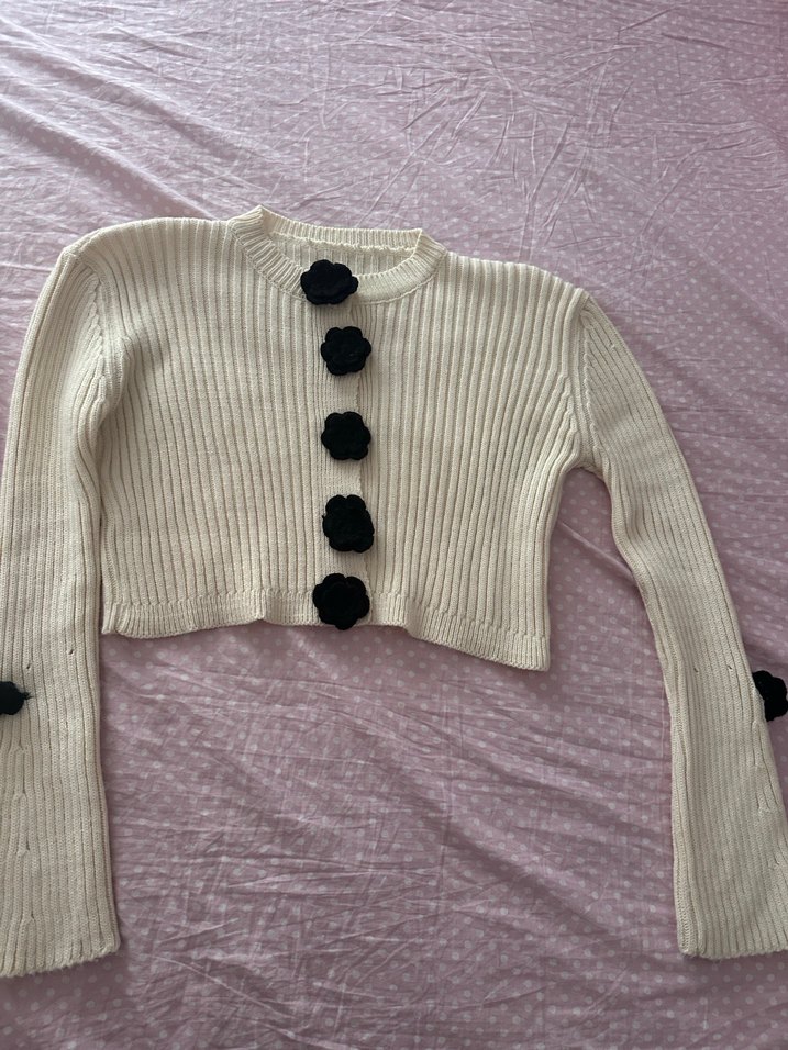 Düğmeli Beyaz Balıkçı Yaka Triko Elbise - Görsel 3