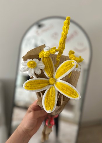 Sarı-Beyaz Bohem El Yapımı Çiçek Buketi - Görsel 2