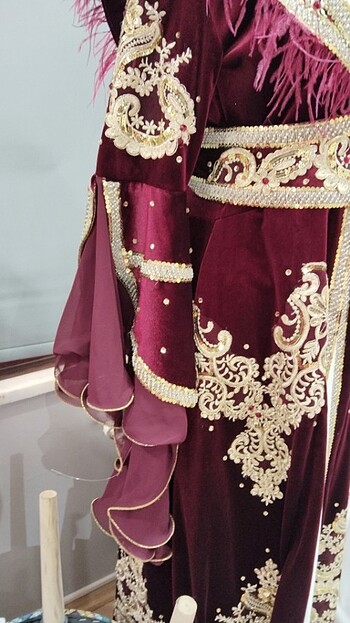 38 Beden bordo Renk Bindallı, kaftan, kinalik 