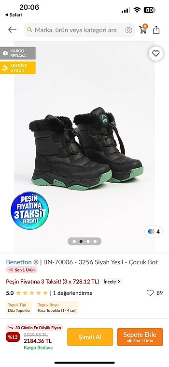 Benetton siyah bot
