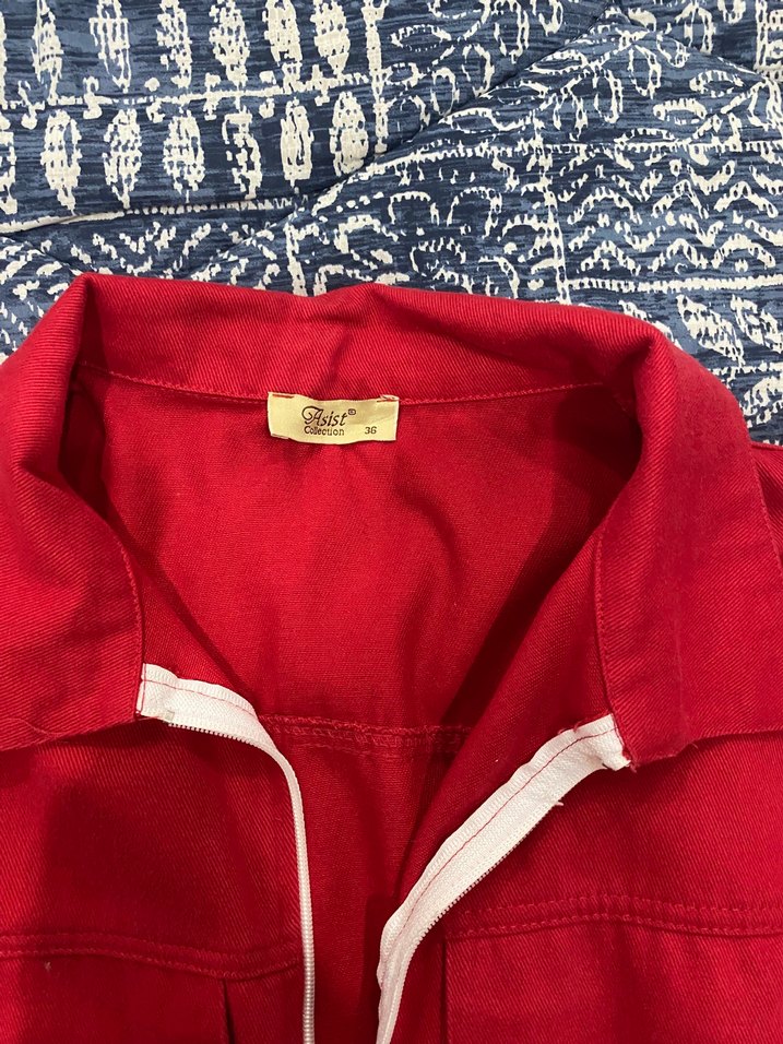 Kırmızı  Fermuarlı Ceket - Görsel 3