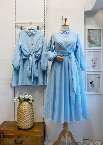 Mavi Pilili Uzun Kollu Pamuklu iki takım - Görsel 2