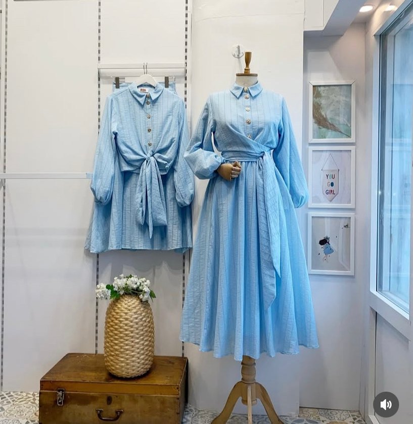 Mavi Pilili Uzun Kollu Pamuklu iki takım - Görsel 2