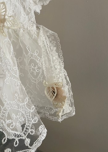 Kız Çocuk Beyaz Dantelli Nakışlı Elbise - Görsel 2