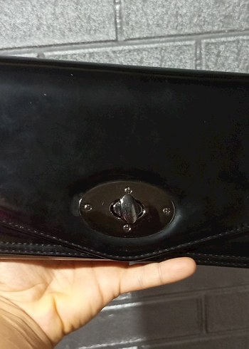 Diğer Siyah Deri Tokalı Kadın Portföy Çanta