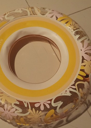 Beden Sarı Desenli Şeffaf Simit Yüzme