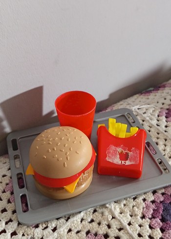 Renkli Plastik Hamburger ve Patates Oyuncak Seti - Görsel 4