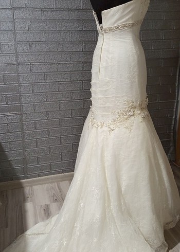 Dantel Detaylı Straplez Prenses Gelinlik - Görsel 5