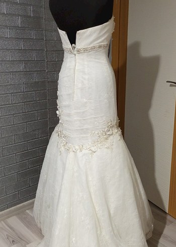 Dantel Detaylı Straplez Prenses Gelinlik - Görsel 6