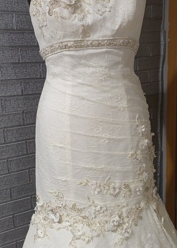 Dantel Detaylı Straplez Prenses Gelinlik - Görsel 7