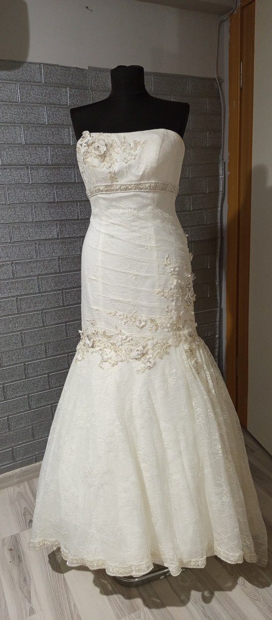 Dantel Detaylı Straplez Prenses Gelinlik - Görsel 2